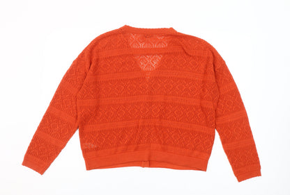 Gallery Women’s Orange V-Neck Knit Cardigan Size L