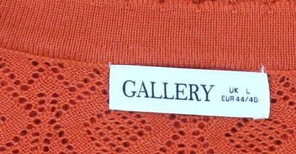 Gallery Women’s Orange V-Neck Knit Cardigan Size L
