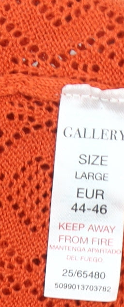 Gallery Women’s Orange V-Neck Knit Cardigan Size L