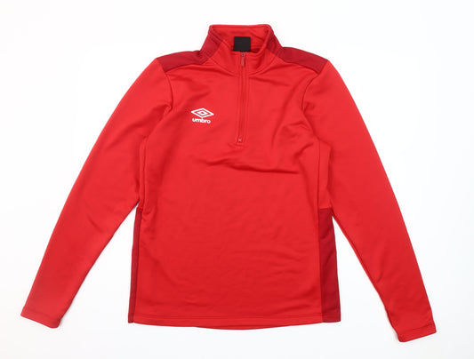 Umbro Men's Red 1/4 Zip Athletic Sweatshirt M Football Training Top