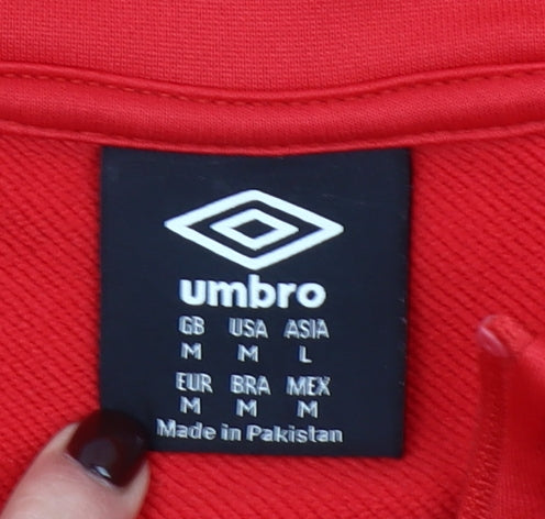 Umbro Men's Red 1/4 Zip Athletic Sweatshirt M Football Training Top