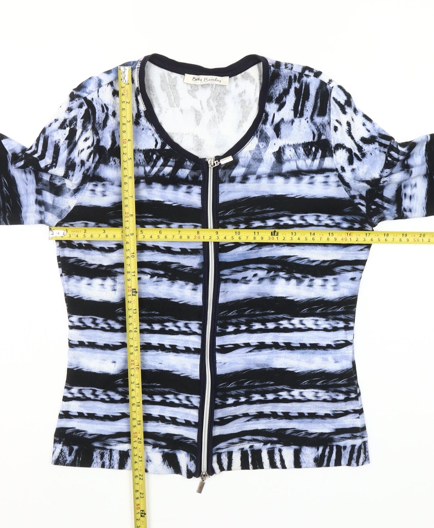 Betty Barclay Womens Multicoloured Zip Jersey Top Size 8
