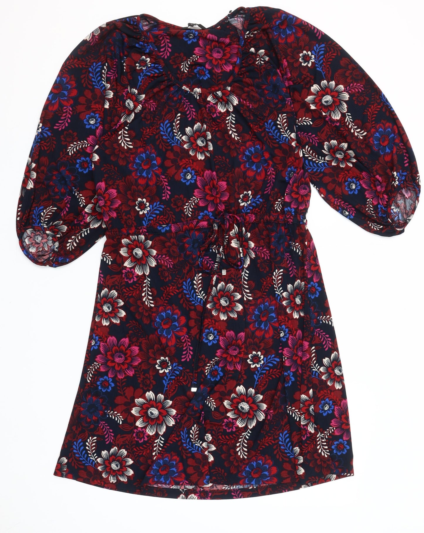 Next Women's Multicoloured Floral A-Line Dress Size 8