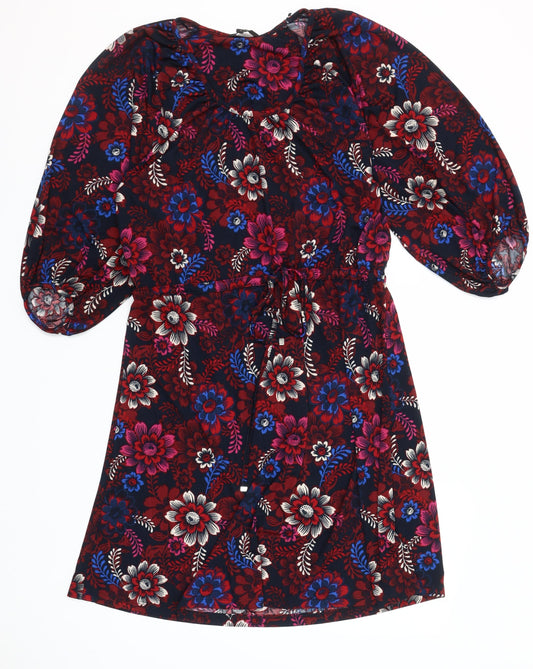 Next Women's Multicoloured Floral A-Line Dress Size 8