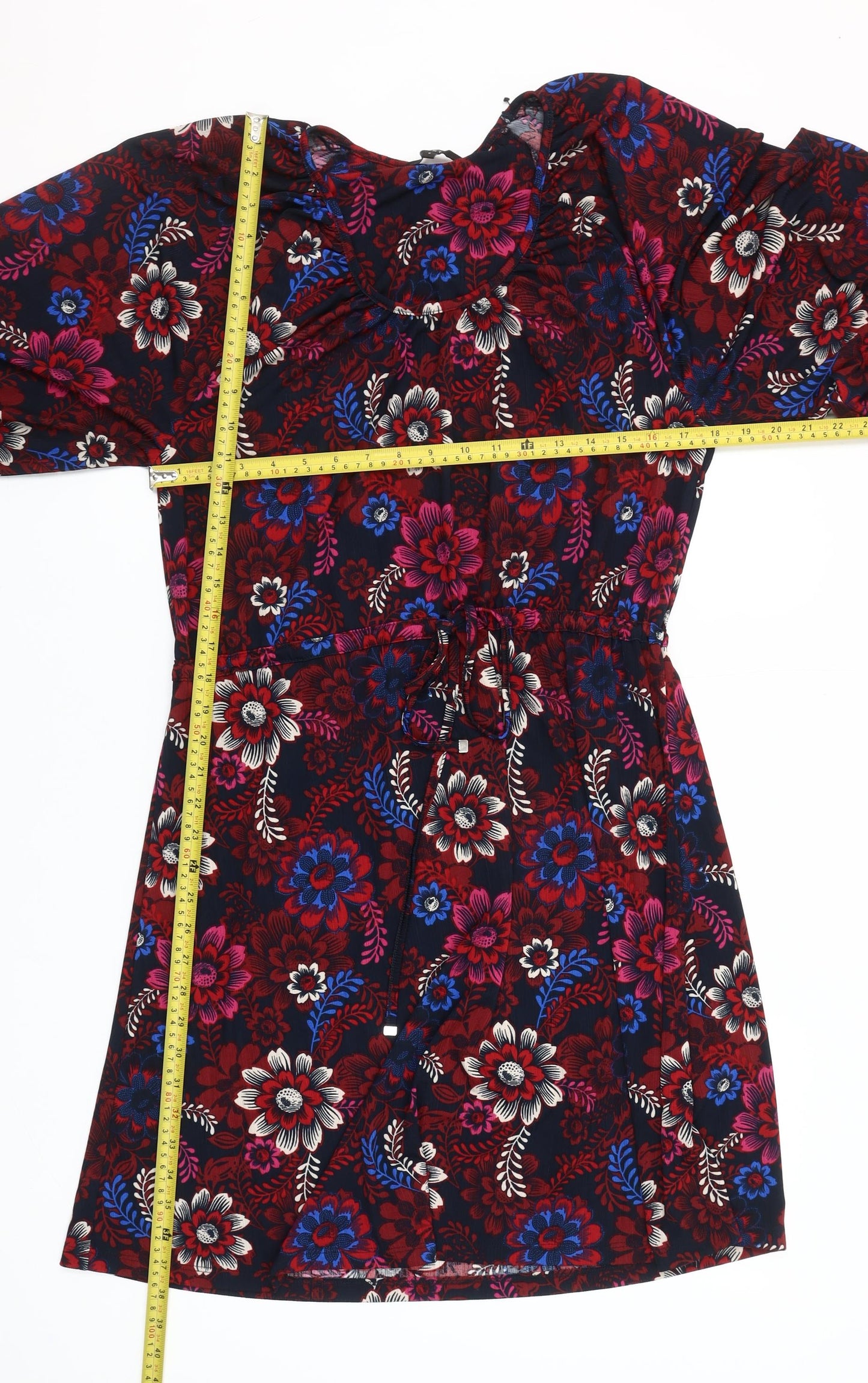 Next Women's Multicoloured Floral A-Line Dress Size 8