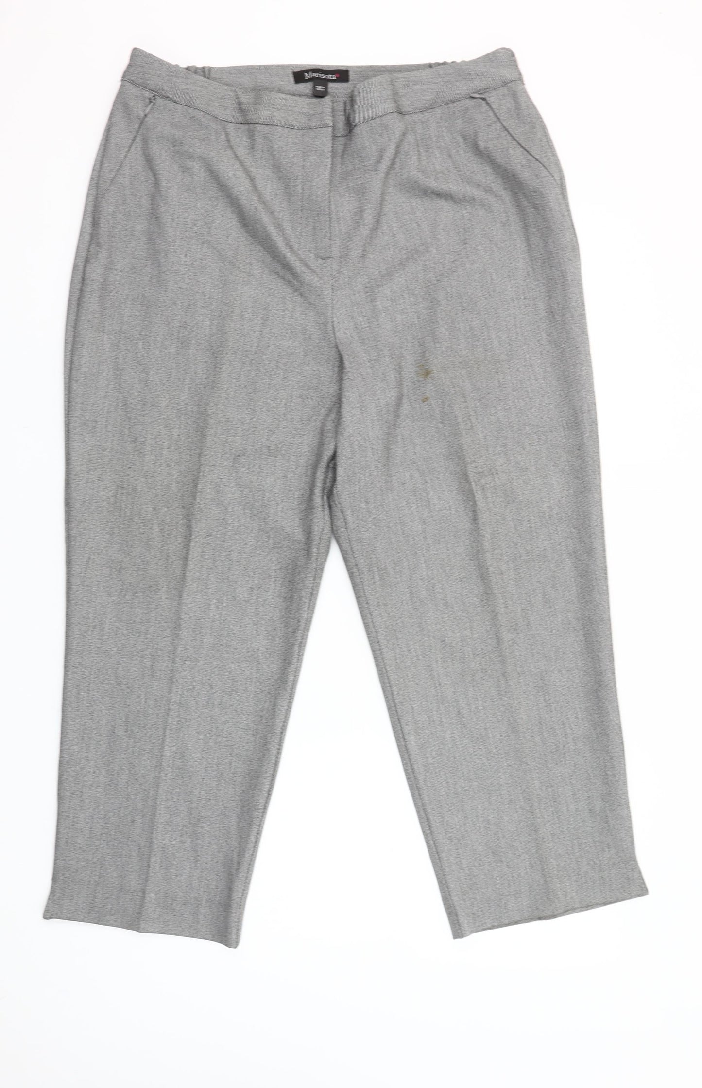 Marisota Women Grey Twill Trousers Size 18 Elastic Waist Straight Leg