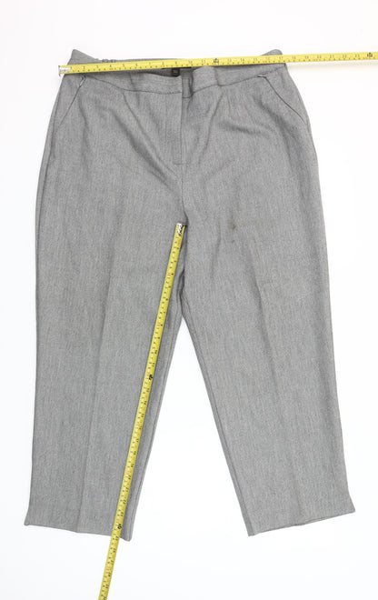 Marisota Women Grey Twill Trousers Size 18 Elastic Waist Straight Leg