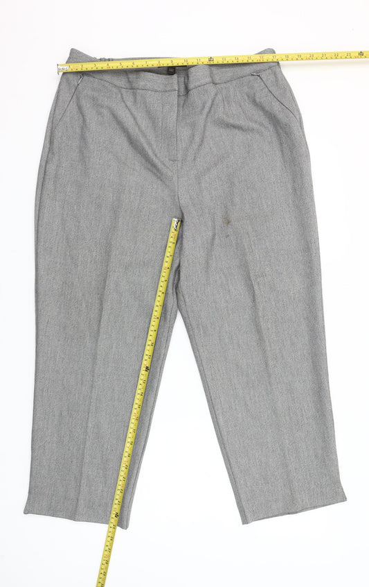 Marisota Women Grey Twill Trousers Size 18 Elastic Waist Straight Leg