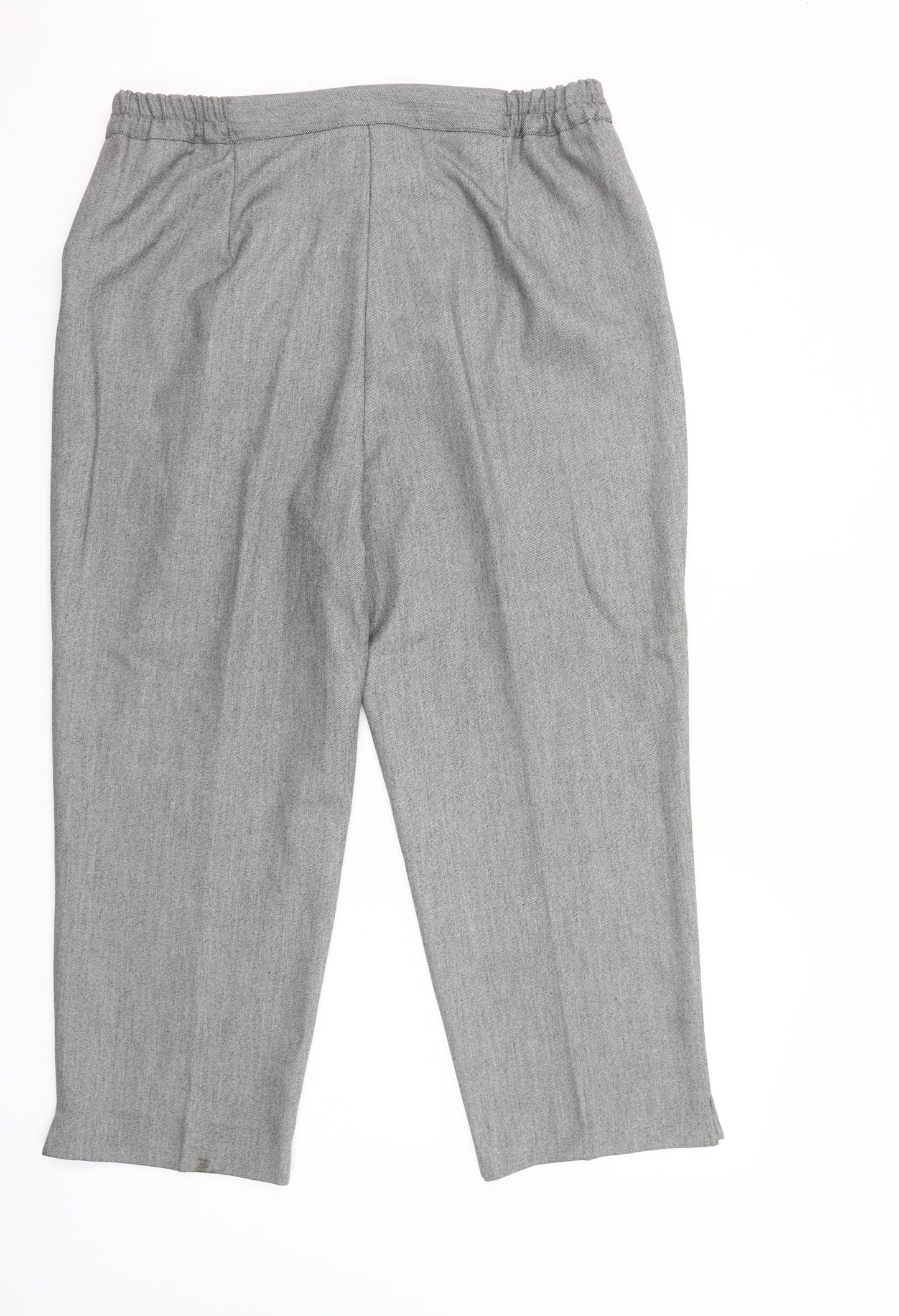 Marisota Women Grey Twill Trousers Size 18 Elastic Waist Straight Leg