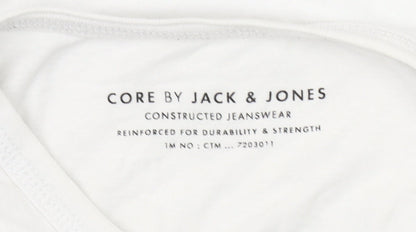 Jack & Jones Men's White 2XL Graphic CORE Jersey T-Shirt