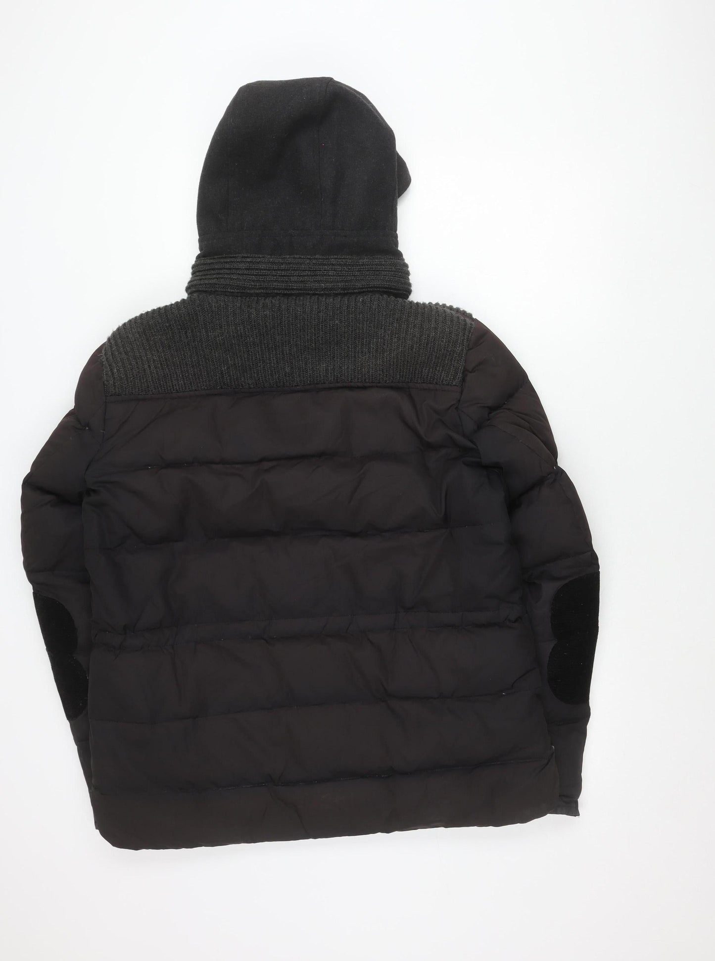 Feraud Jeans Women's Black Puffer Jacket L Hooded Winter Coat