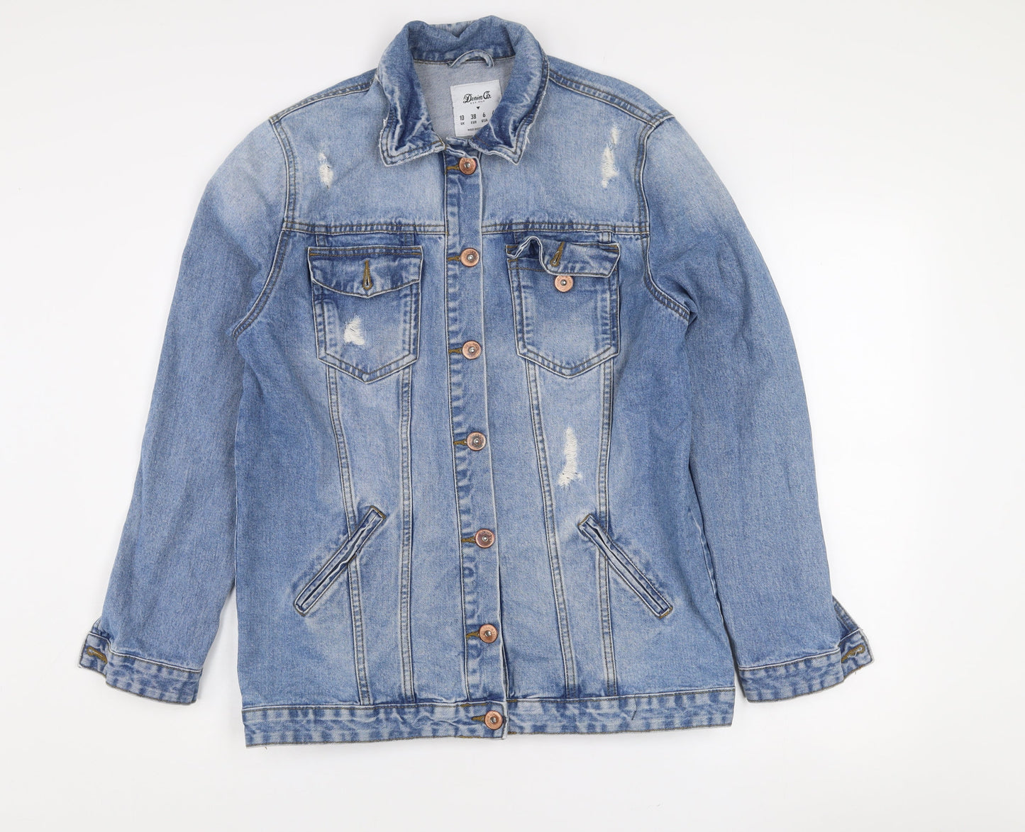 Denim Co. Womens Blue Size 10 Denim Button Casual Jacket