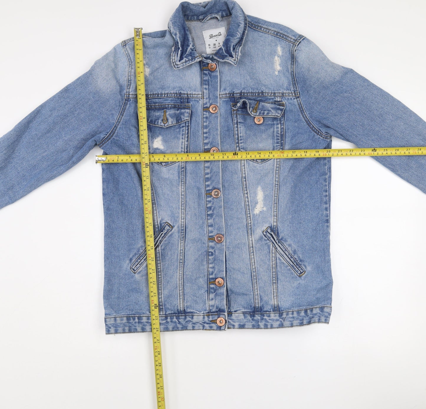 Denim Co. Womens Blue Size 10 Denim Button Casual Jacket