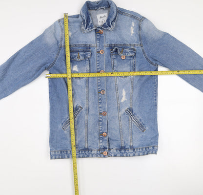 Denim Co. Womens Blue Size 10 Denim Button Casual Jacket