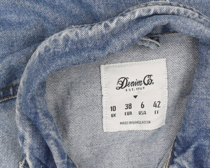Denim Co. Womens Blue Size 10 Denim Button Casual Jacket
