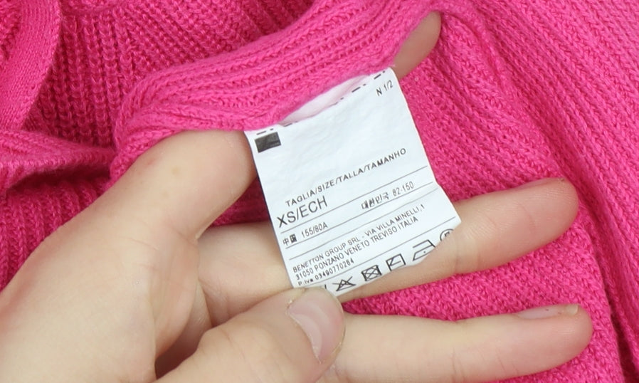 United Colors of Benetton Womens Pink Wool Blend Roll Neck Jumper XS