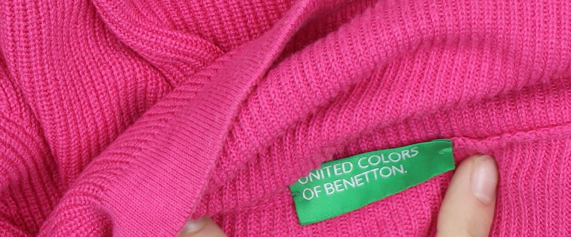 United Colors of Benetton Womens Pink Wool Blend Roll Neck Jumper XS