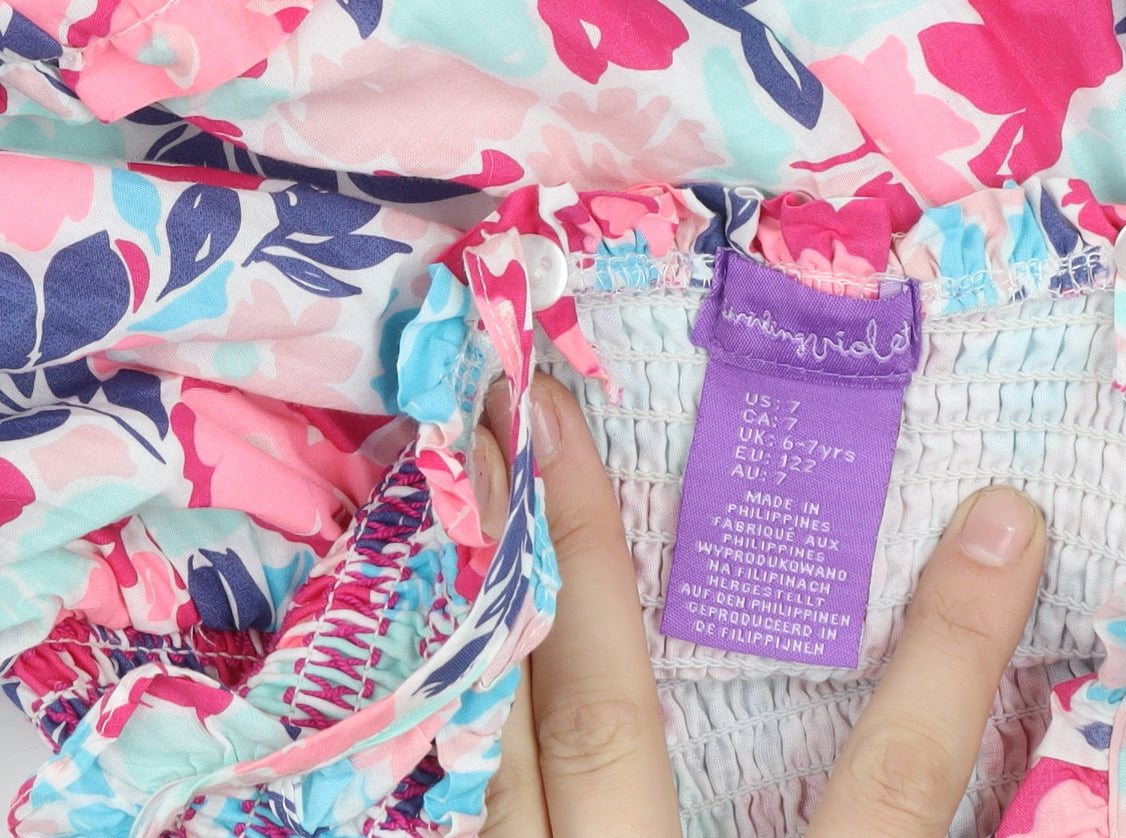 Runningviolet Teens Multicoloured Floral Cotton Skater Dress Size 6