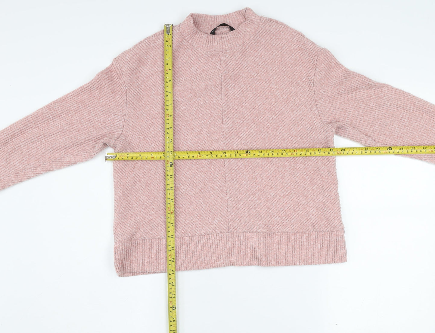 Dunnes Stores Womens Pink Mock Neck Knit Jumper Size S