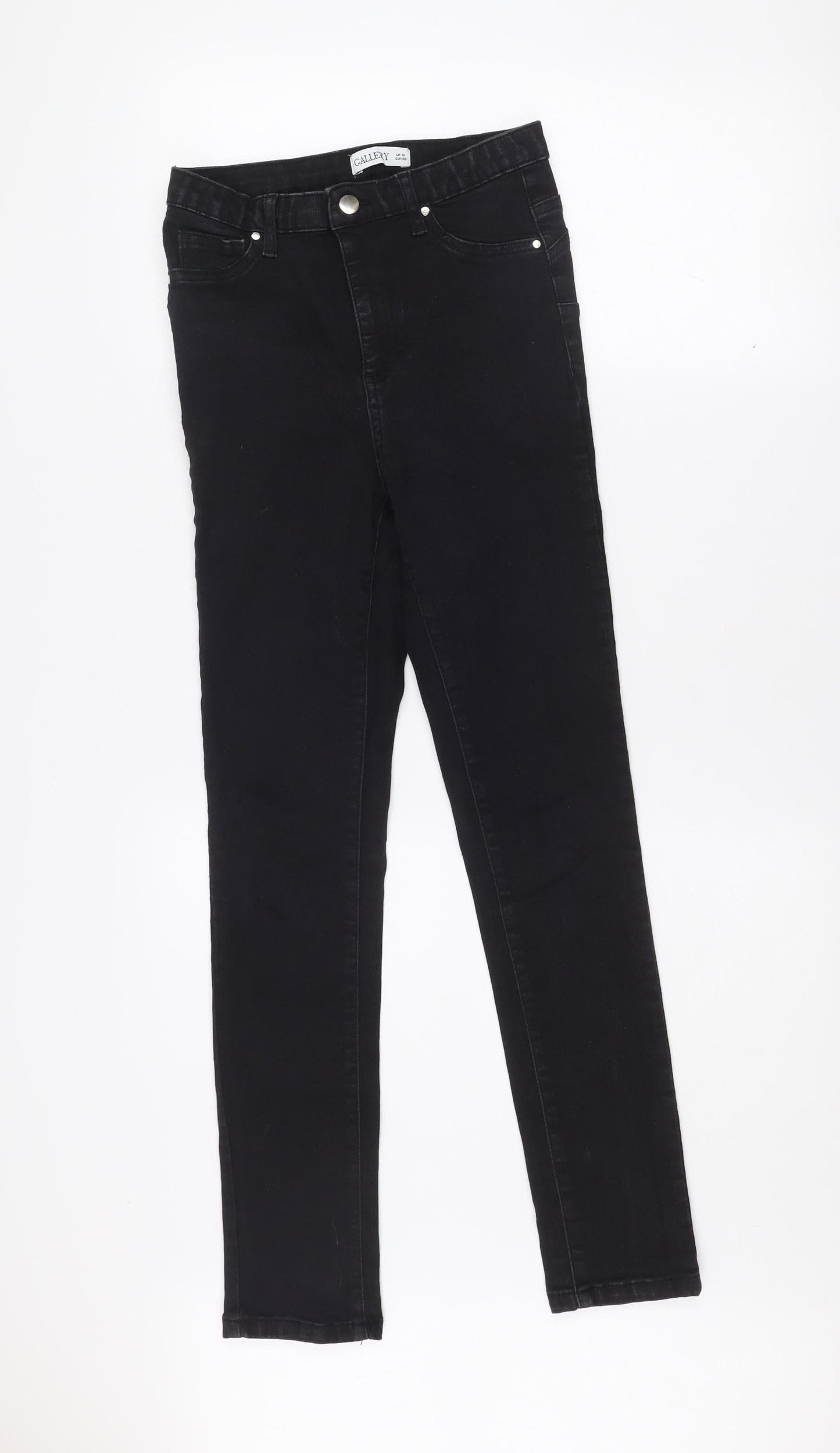 Gallery Womens Black Skinny Jeans UK 10 Stretch Denim Mid Rise
