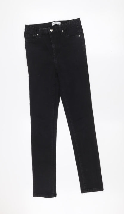 Gallery Womens Black Skinny Jeans UK 10 Stretch Denim Mid Rise