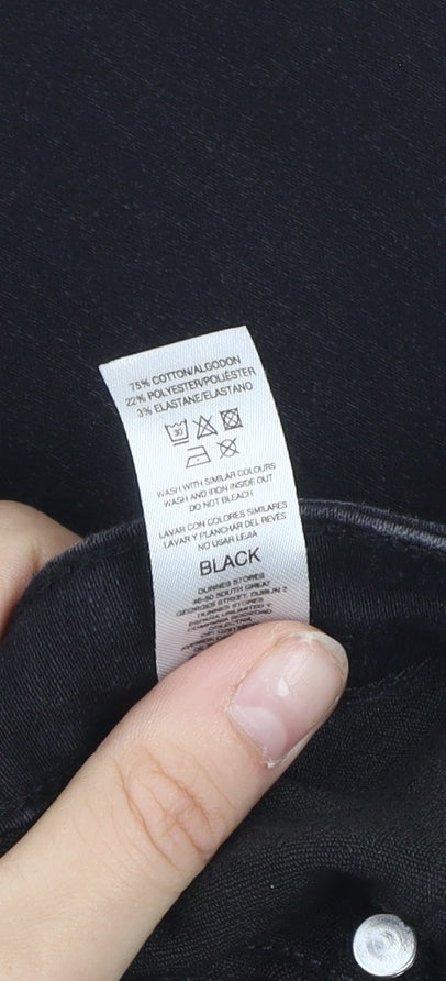 Gallery Womens Black Skinny Jeans UK 10 Stretch Denim Mid Rise