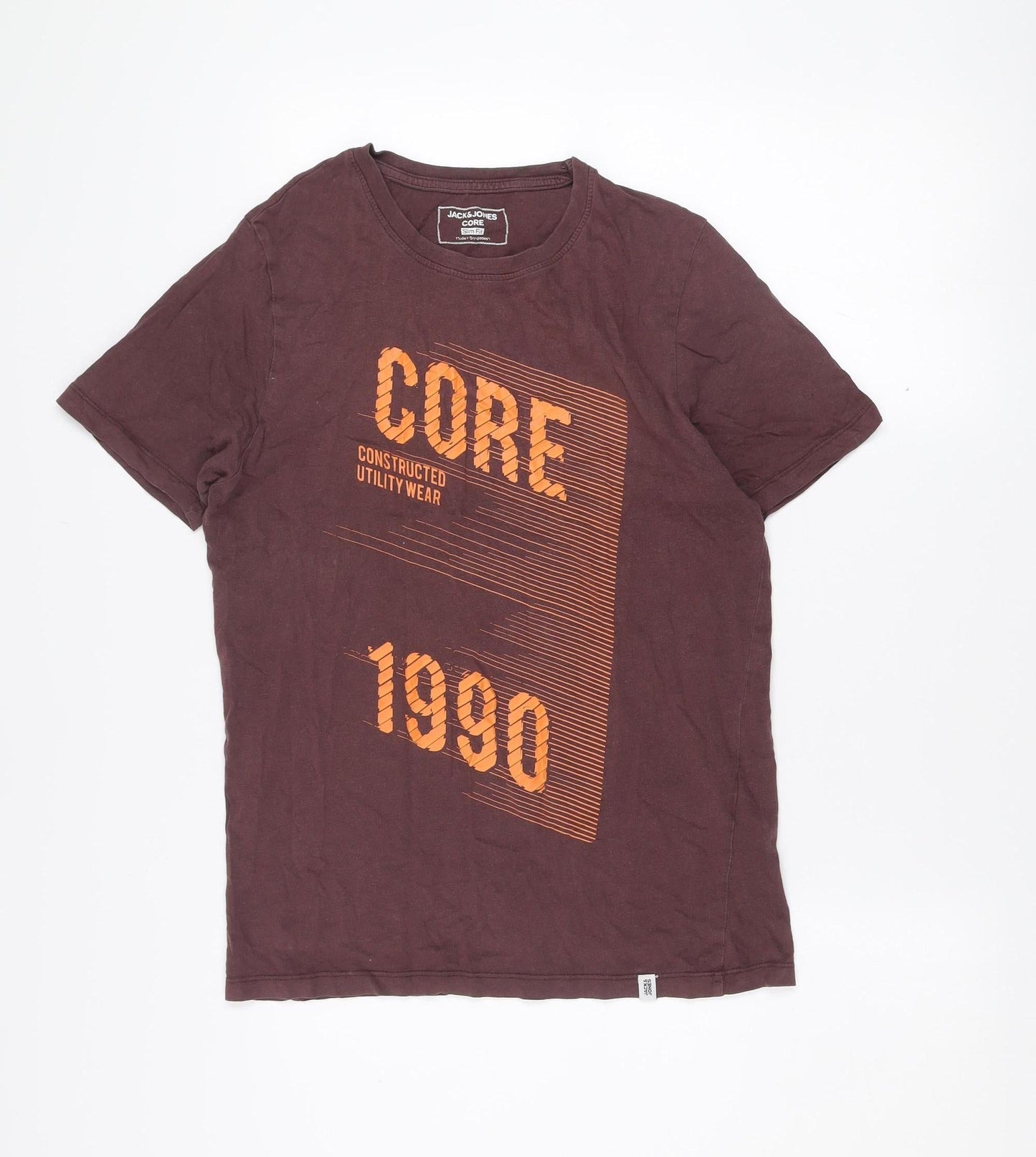 Jack & Jones Men’s Brown Slim Fit Core 1990 Graphic Cotton T-Shirt Size M