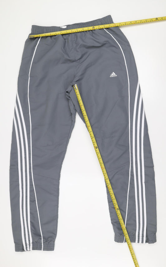 Adidas Men's Grey Track Pants Clima365 M Moisture Wicking Lightweight Activewear Trousers