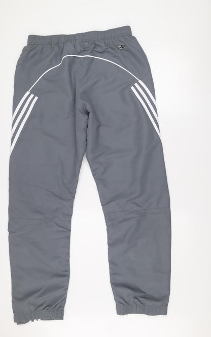 Adidas Men's Grey Track Pants Clima365 M Moisture Wicking Lightweight Activewear Trousers