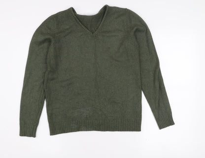 Vila Womens Green V-Neck Knit Pullover Jumper Size S
