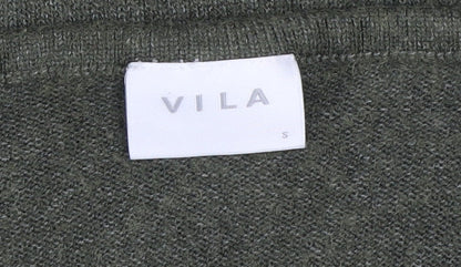 Vila Womens Green V-Neck Knit Pullover Jumper Size S