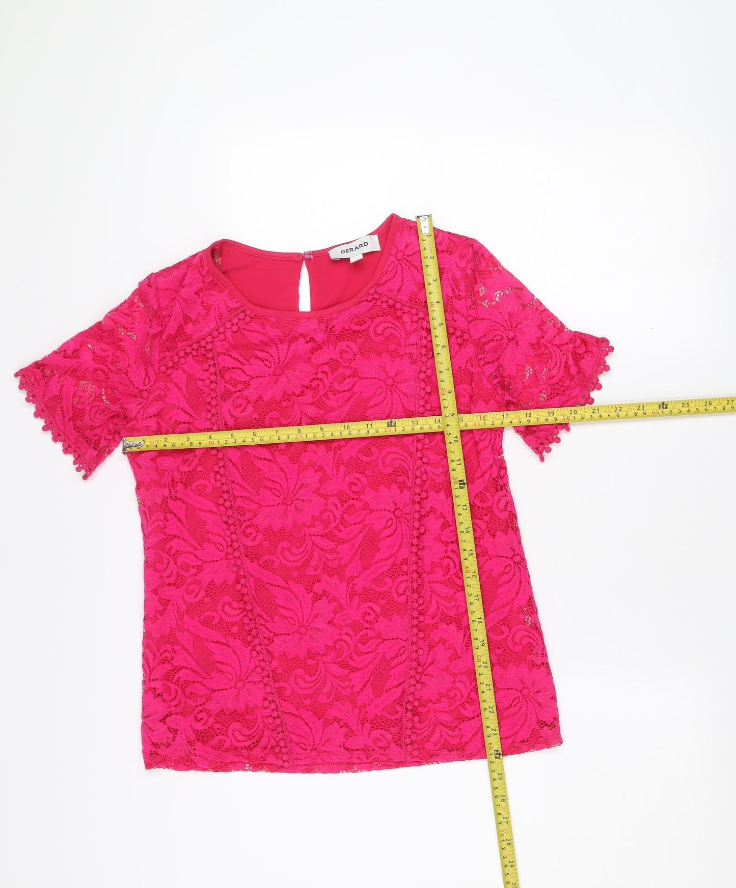 Gerard Women's Pink Lace Short Sleeve Tunic Blouse Size 10