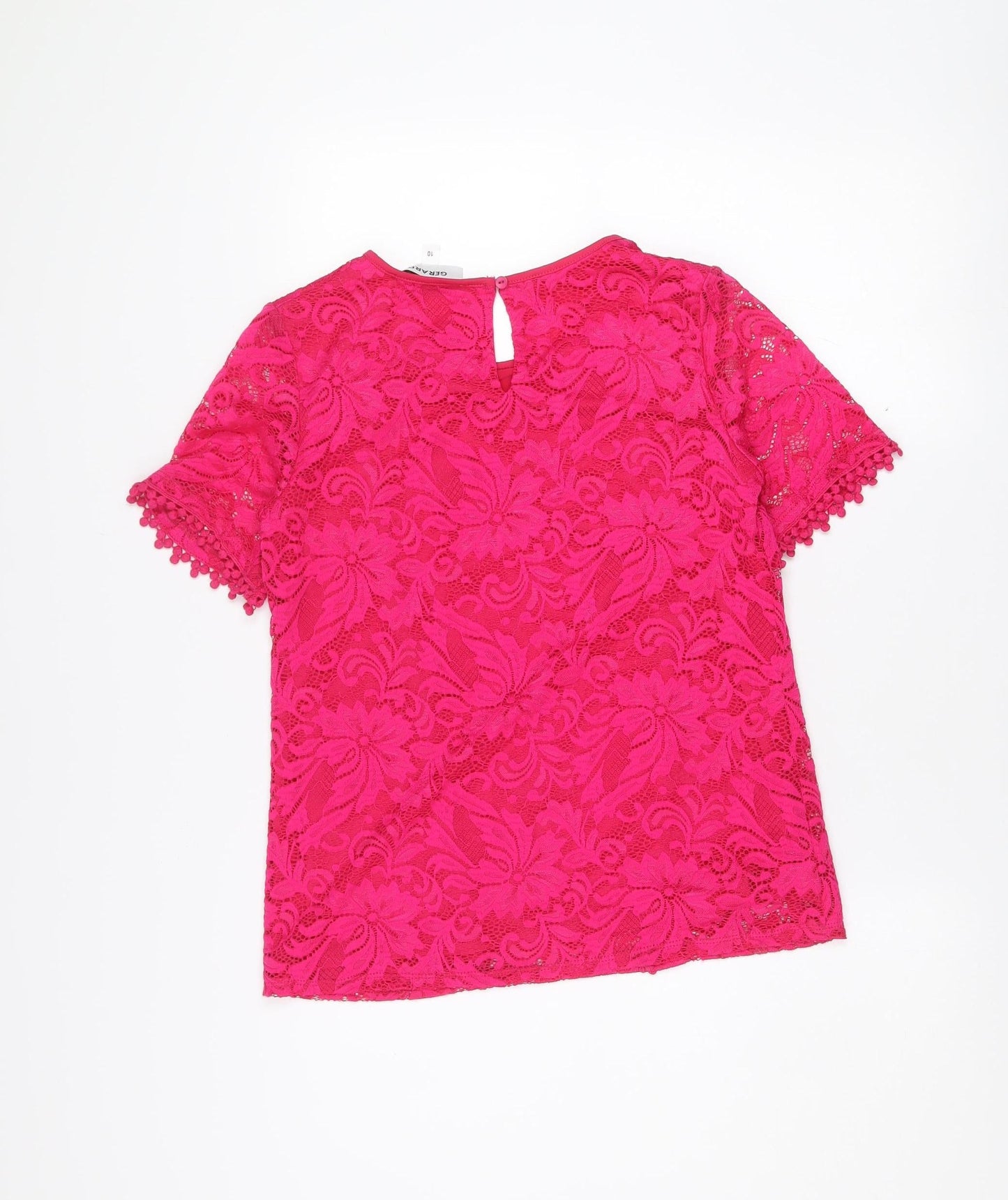 Gerard Women's Pink Lace Short Sleeve Tunic Blouse Size 10