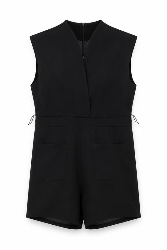 Boohoo Women’s Black V-Neck Sleeveless Zip Playsuit Size 14
