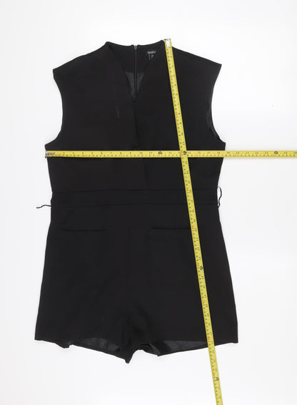 Boohoo Women’s Black V-Neck Sleeveless Zip Playsuit Size 14