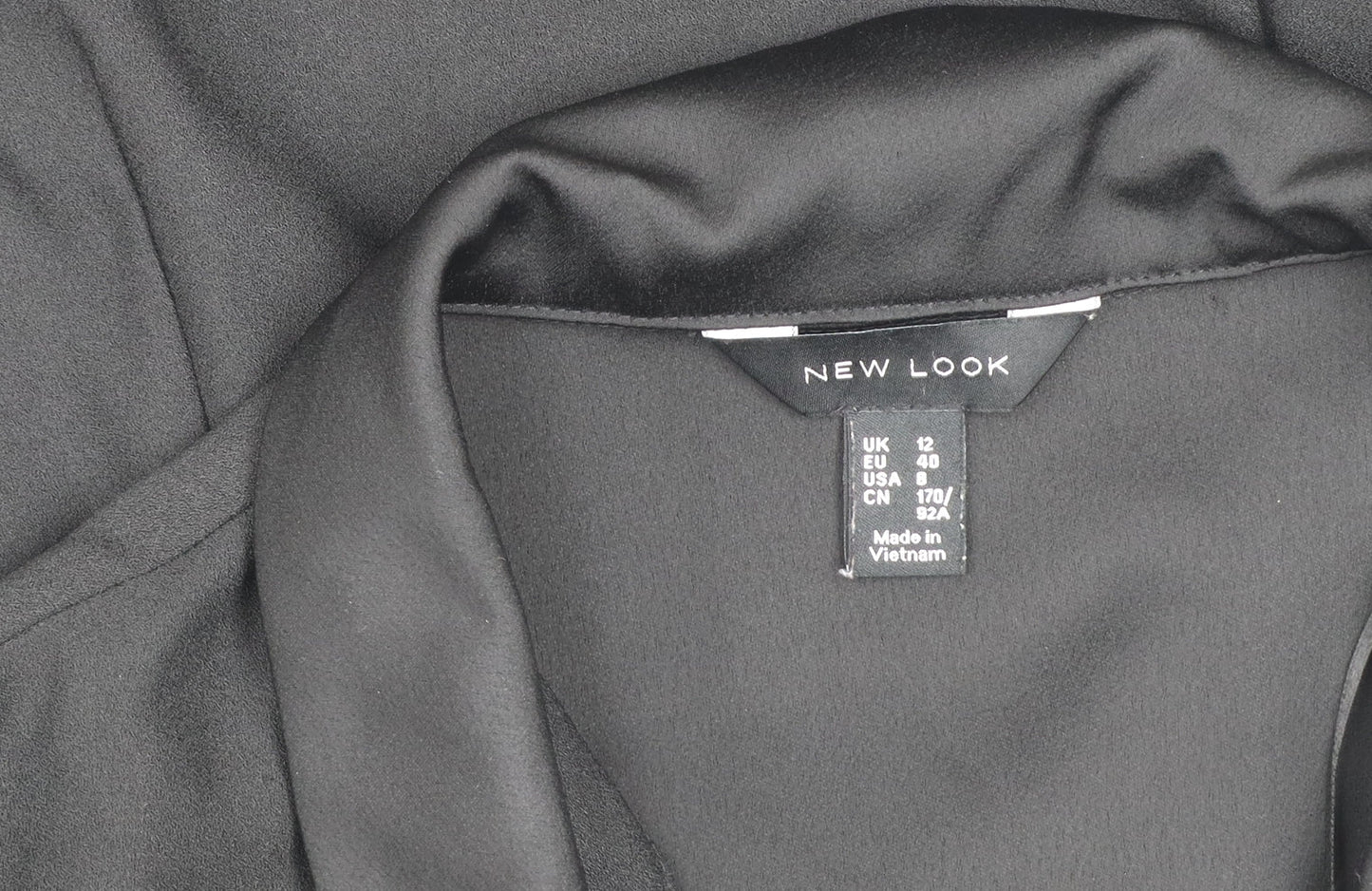 New Look Women Black Size 12 Jacket Dress Long Sleeve Collared Button Workwear