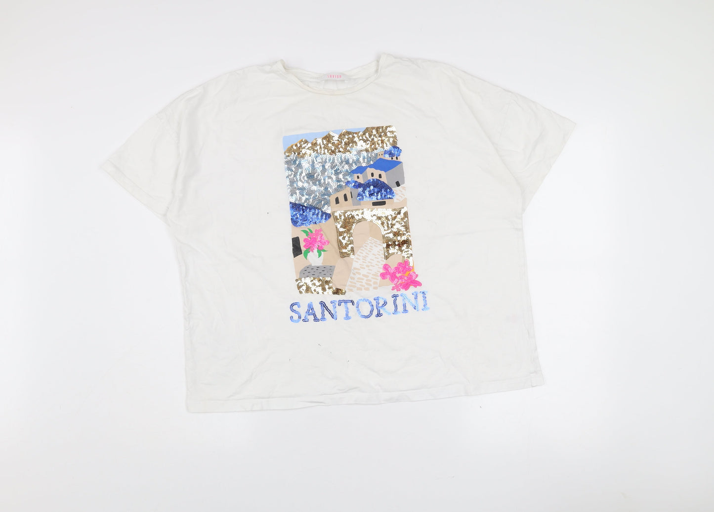Savida Women’s White Sequin Santorini T-Shirt Size 16