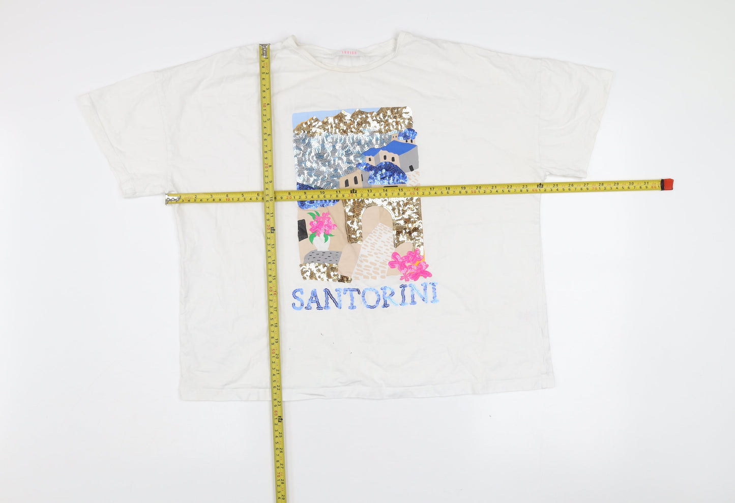 Savida Women’s White Sequin Santorini T-Shirt Size 16