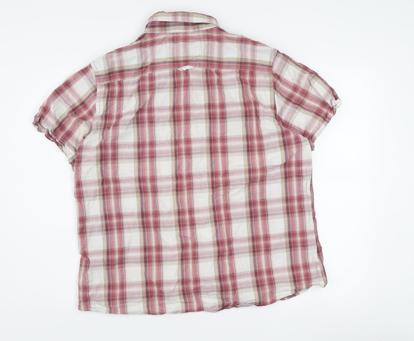 F.F.P. Men's Red Plaid Cotton Short Sleeve Button-Up Shirt XL