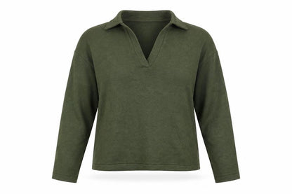 Stradivarius Womens Green XS Collared Henley Knit Jumper
