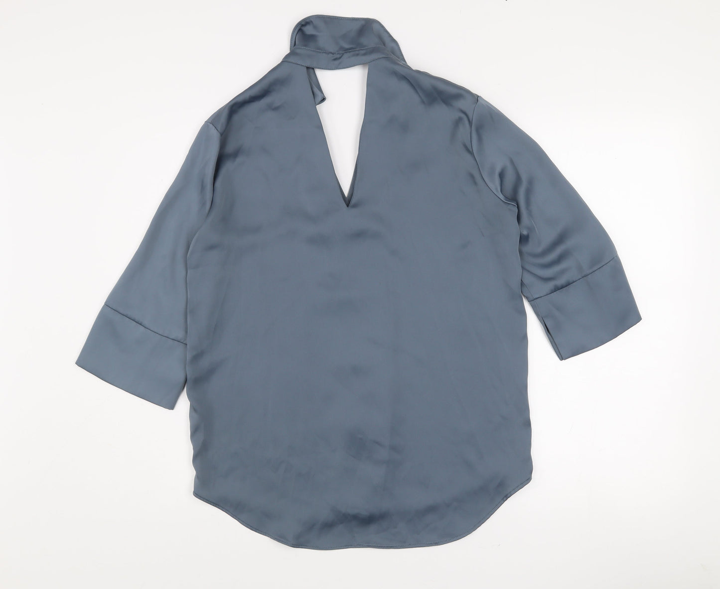 River Island Women Blue Viscose Button 3/4 Sleeve Blouse Size 8