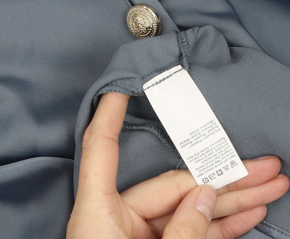 River Island Women Blue Viscose Button 3/4 Sleeve Blouse Size 8