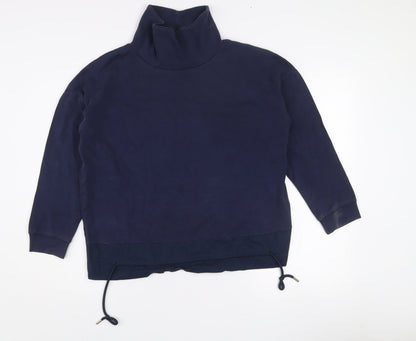 Gallery Womens Navy Cotton Adjustable Drawstring Funnel Neck Sweatshirt XS