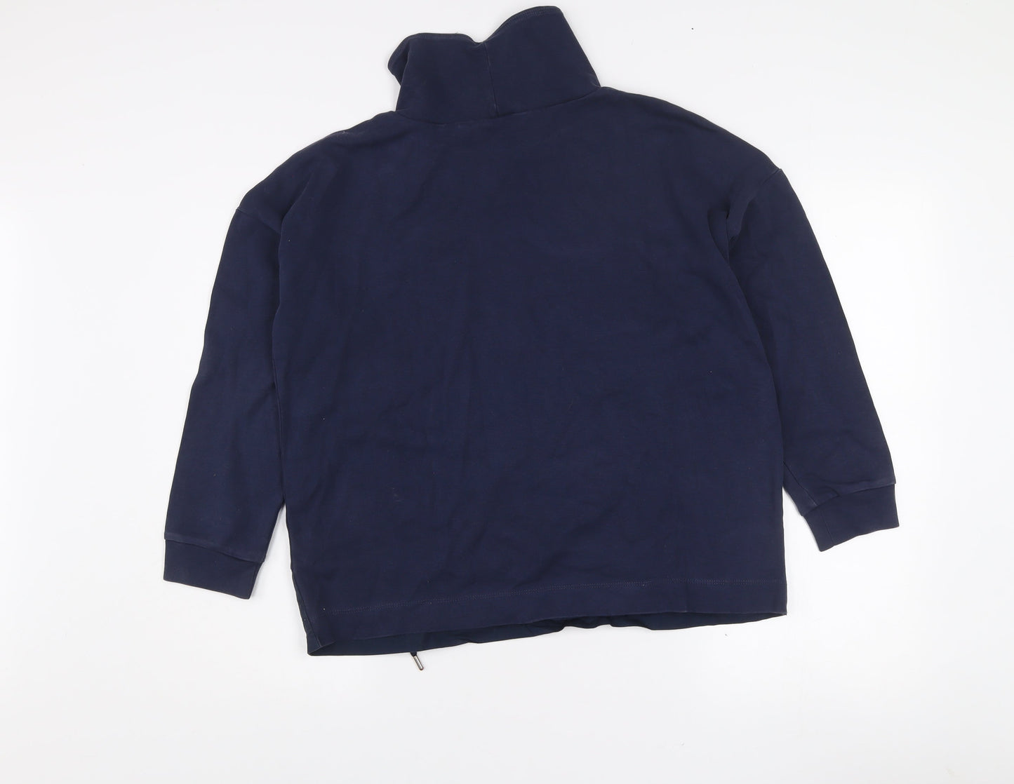 Gallery Womens Navy Cotton Adjustable Drawstring Funnel Neck Sweatshirt XS