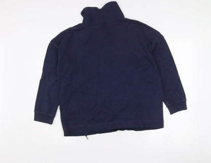 Gallery Womens Navy Cotton Adjustable Drawstring Funnel Neck Sweatshirt XS