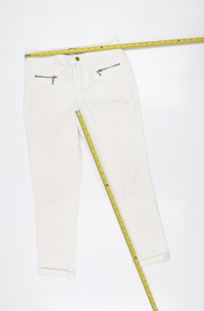 Savida Women's White Skinny Stretch Jeans Size 10 Zip Detail