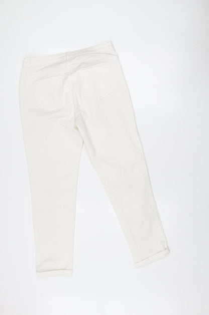Savida Women's White Skinny Stretch Jeans Size 10 Zip Detail