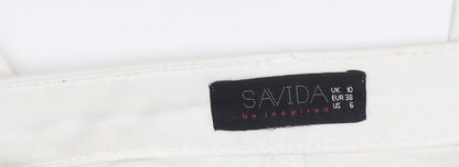 Savida Women's White Skinny Stretch Jeans Size 10 Zip Detail