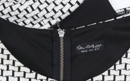 Miss Selfridge Women Black White Geometric Bodycon Dress UK 12