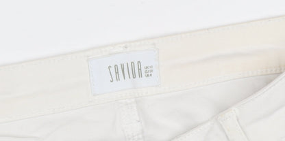 Savida Women's Ivory Regular Fit Cotton Stretch Straight Jeans UK 10